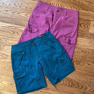 KUHL 2 PAIR WOMEN'S CARGO SHORTS SIZE 4 HIKING OUTDOOR GORPCORE CASUAL TRAVEL